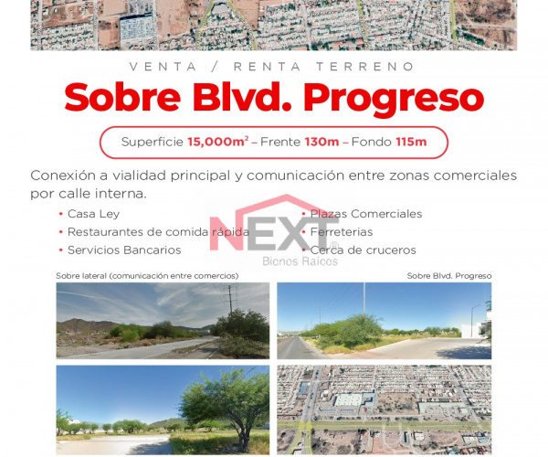 TERRENO EN RENTA SOBRE BLVD. PROGRESO