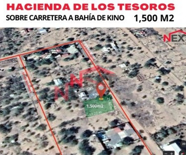 SE VENDE TERRENO EN HACIENDA DE LOS TESOROS SOBRE CARRETERA BAHIA DE KINO