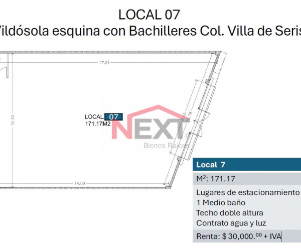 LOCAL EN RENTA EN COL. VILLA DE SERIS