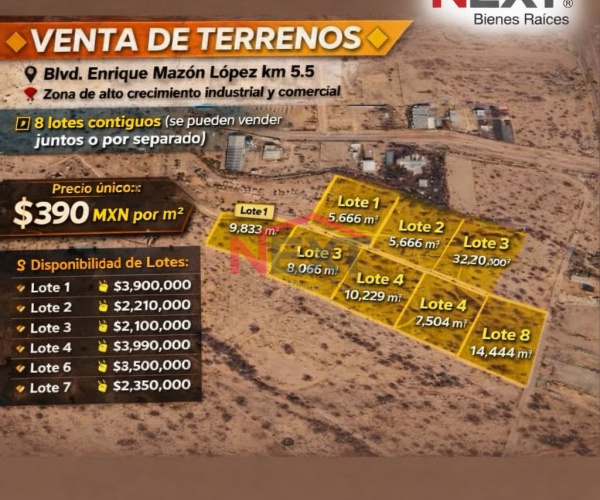 TERRENO EN VENTA SOBRE BLVD ENRIQUE MAZON LOPEZ KM 5.5