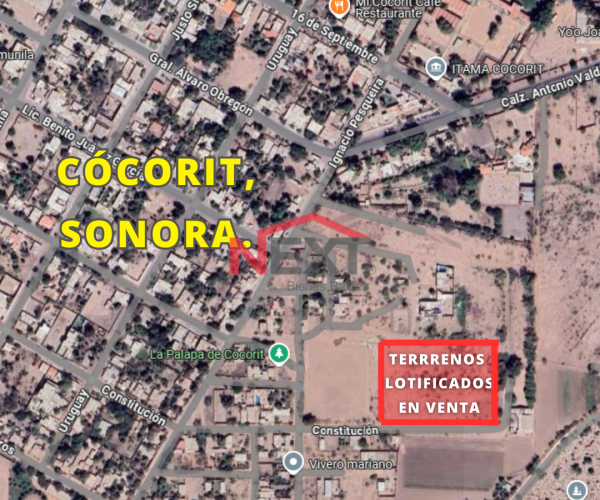TERRENO LOTIFICADO EN VENTA UBICADO EN COCORIT, SONORA