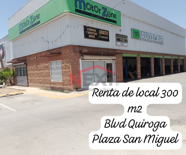 LOCAL EN RENTA EN PLAZA SAN MIGUEL SOBRE BLVD. QUIROGA